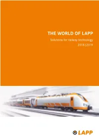 THE WORLD of LAPP Solutions for Railway Technology 2018|2019 Legend for Icons