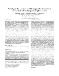 A Study on the Accuracy of OCR Engines for Source Code
