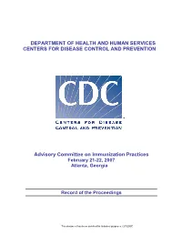 ACIP Summary Report February 21-22, 2007