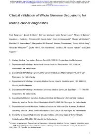 Clinical Validation of Whole Genome Sequencing for Routine Cancer Diagnostics