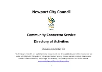 Community Activity and Groups Directory