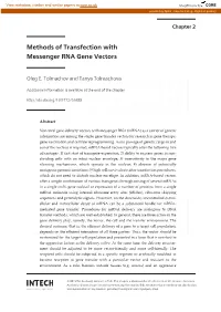 Methods of Transfection with Messenger RNA Gene Vectors