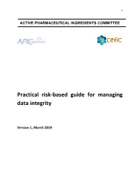 Practical Risk-Based Guide for Managing Data Integrity