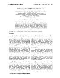 Proximate Analysis, Calorific Value and Trace Metal Analysis of Coal