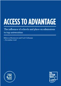 The Influence of Schools and Place on Admissions to Top Universities