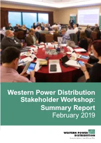 Western Power Distribution Stakeholder Workshop: Summary Report February 2019