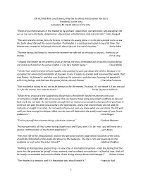 1 on ACTING @ IU South Bend; Why We Do What We Do When We Do It