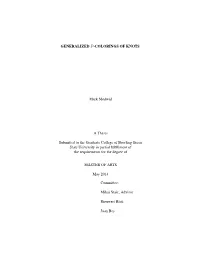 GENERALIZED P-COLORINGS of KNOTS