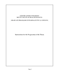 Instructions for the Preparation of the Thesis