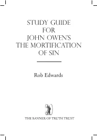 Study Guide for JOHN OWEN's the MORTIFICATION OF