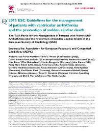 2015 ESC Guidelines for the Management of Patients With