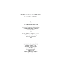APPLIED NUTRITIONAL STUDIES with ZOOLOGICAL REPTILES by KYLE SAMUEL THOMPSON Bachelor of Science in Animal Science California S