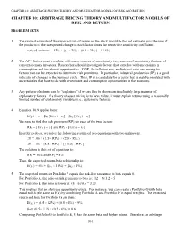 Chapter 10: Arbitrage Pricing Theory and Multifactor Models of Risk and Return