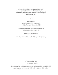 Counting Prime Polynomials and Measuring Complexity and Similarity of Information