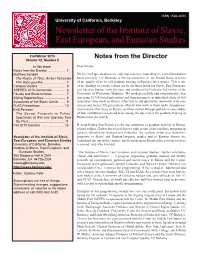Fall/Winter 2015 Notes from the Director Volume 32, Number 2 in This Issue: Dear Friends, Notes from the Director