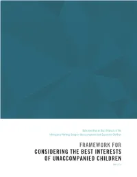 Framework for Considering the Best Interests of Unaccompanied Children May 2016