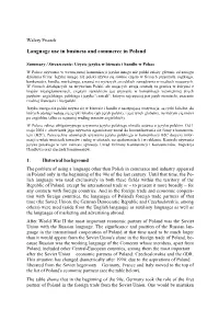 Language Use in Business and Commerce in Poland