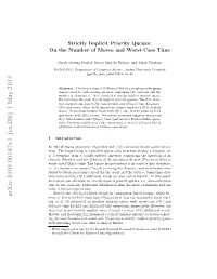Strictly Implicit Priority Queues: on the Number of Moves and Worst-Case Time
