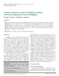 Taxonomy and New Records of Graphidaceae Lichens in Western Pangasinan, Northern Philippines