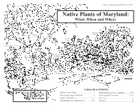 Native Plants of Maryland: What, When and Where