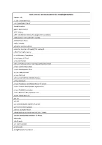 Ngos Screened but Not Included on List of Development Ngos a Better