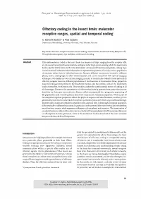 Olfactory Coding in the Insect Brain: Molecular Receptive Ranges, Spatial and Temporal Coding