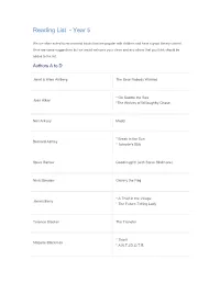 Reading List - Year 5