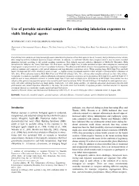 Use of Portable Microbial Samplers for Estimating Inhalation Exposure to Viable Biological Agents