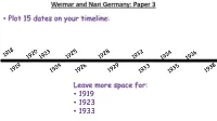Weimar and Nazi Germany: Paper 3 • Plot 15 Dates on Your Timeline