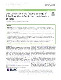 Diet Composition and Feeding Strategy of John Dory, Zeus Faber, in the Coastal Waters of Korea Han Ju Kim1, Hyeong-Gi Kim2 and Chul-Woong Oh1*