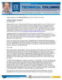 HOW FAST IS RF? by RON HRANAC