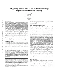 Integrating Transductive and Inductive Embeddings Improves Link
