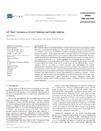 Iot: Their Conveniences, Security Challenges and Possible Solutions