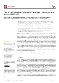 Origin and Spread of the Dengue Virus Type 1, Genotype V in Senegal, 2015–2019