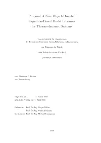 Proposal of New Object-Oriented Equation-Based Model Libraries for Thermodynamic Systems