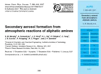 Secondary Aerosol from Atmospheric Aliphatic Amines