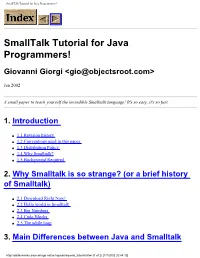 Smalltalk Tutorial for Java Programmers!