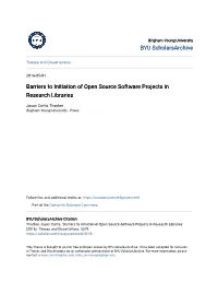 Barriers to Initiation of Open Source Software Projects in Research Libraries