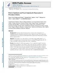 Enteric Dysbiosis and Fecal Calprotectin Expression in Premature Infants