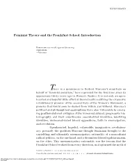 Feminist Theory and the Frankfurt School: Introduction