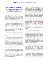Preparation of Sprint Swimmers