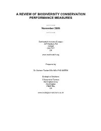 A Review of Biodiversity Conservation Performance Measures