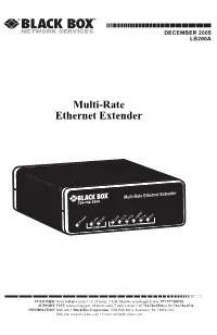 Black Box Multi-Rate Ethernet Extender User Manual