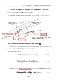 Chapter 4 Continuity, Energy, and Momentum Equations