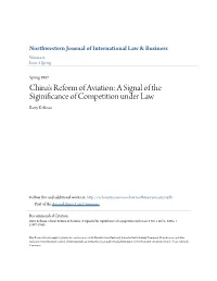 China's Reform of Aviation: a Signal of the Siginificance of Competition Under Law Barry Kellman