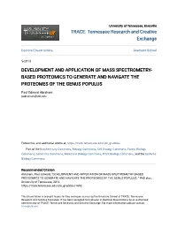 Development and Application of Mass Spectrometry-Based Proteomics to Generate and Navigate the Proteomes of the Genus Populus