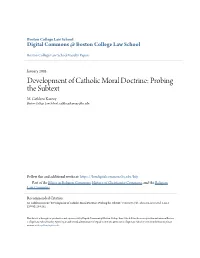 Development of Catholic Moral Doctrine: Probing the Subtext M