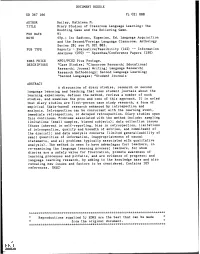 Diary Studies of Classroom Language Learning