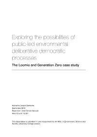 Exploring the Possibilities of Public-Led Environmental Deliberative Democratic Processes the Loomio and Generation Zero Case Study
