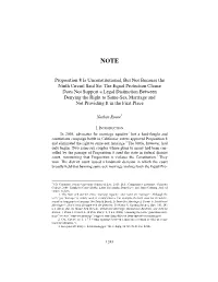 Proposition 8 Is Unconstitutional, but Not Because the Ninth Circuit Said So